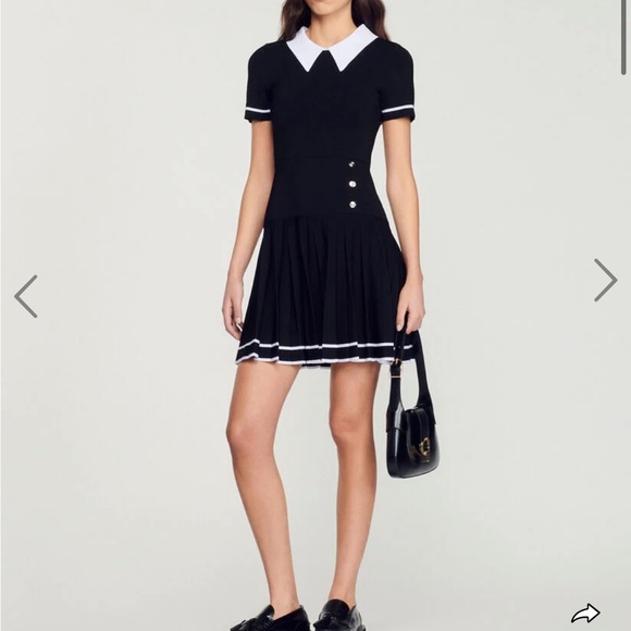 Hirondelle Contrast Trim Pleated Mini Dress - Picture 3 of 4